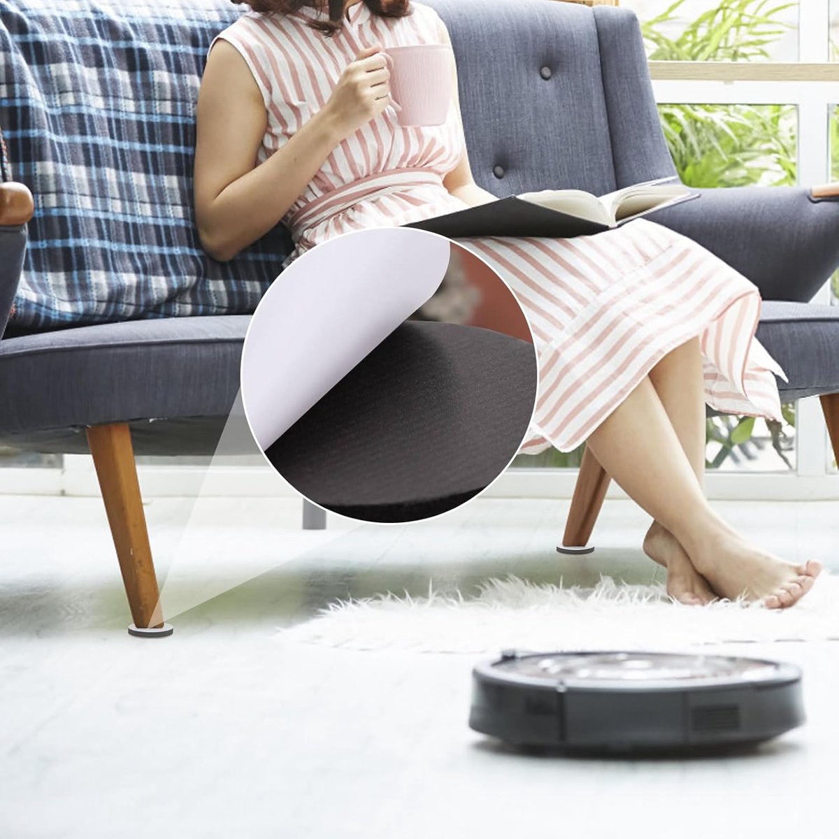 16 pieces - 6*1.65 cm - table leg risers - furniture leg cushions - EVA and felt materials - chair foot pads - self-adhesive furniture risers - table leg cushions - adjustable table heights - crash pads - multifunctional protective pad