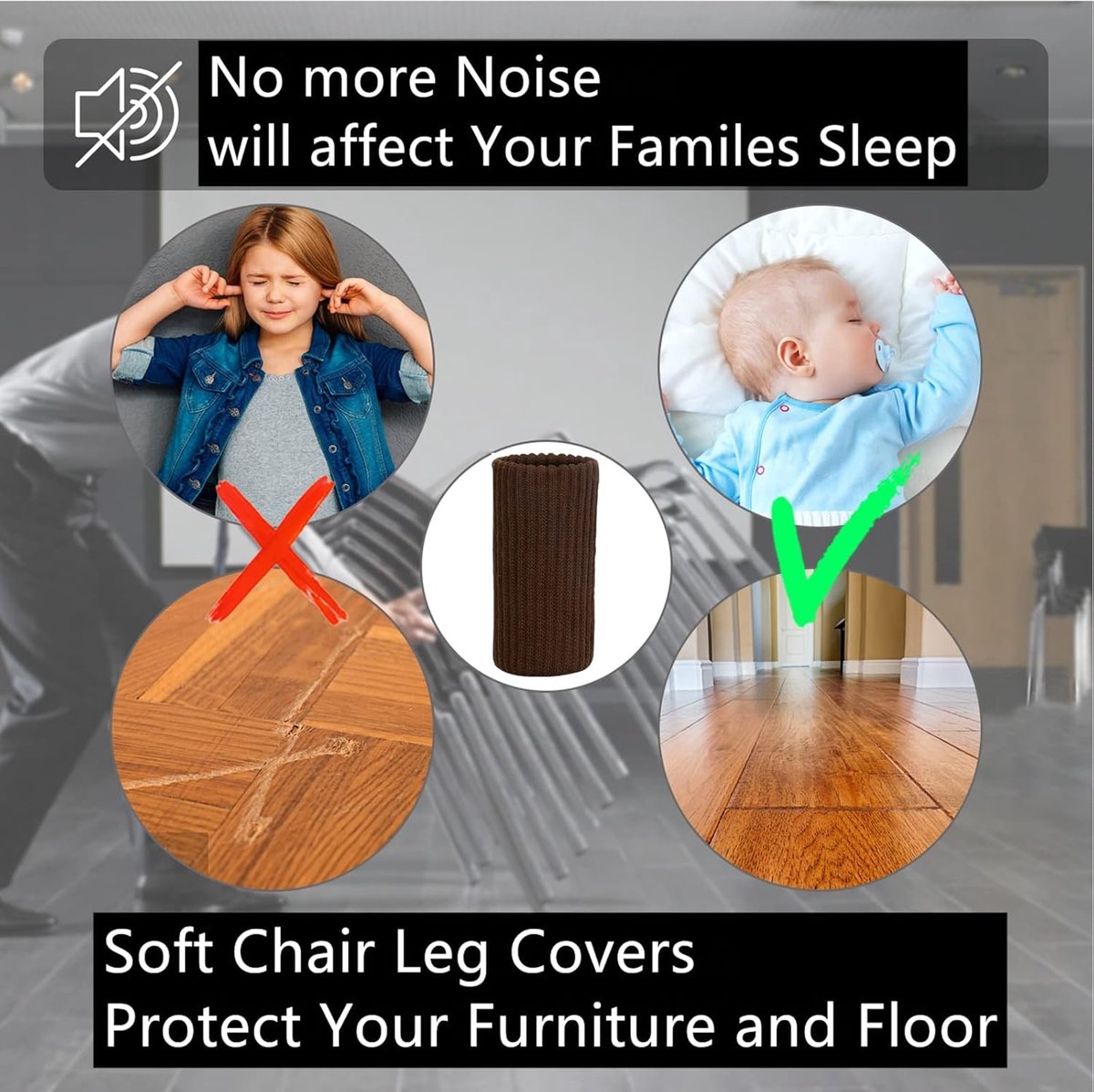 24 pieces furniture leg socks - Chair socks - brown furniture socks - chair leg floor protectors - Chair Leg Felt Pads - high elastic chair leg covers furniture caps set - easy to move and reduce noise - Furniture Leg - Anti-slip mat