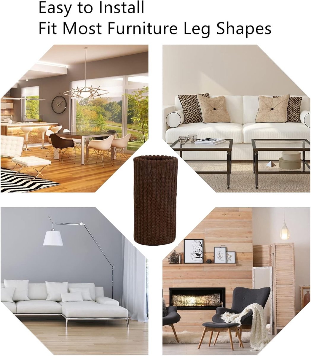 24 pieces furniture leg socks - Chair socks - brown furniture socks - chair leg floor protectors - Chair Leg Felt Pads - high elastic chair leg covers furniture caps set - easy to move and reduce noise - Furniture Leg - Anti-slip mat