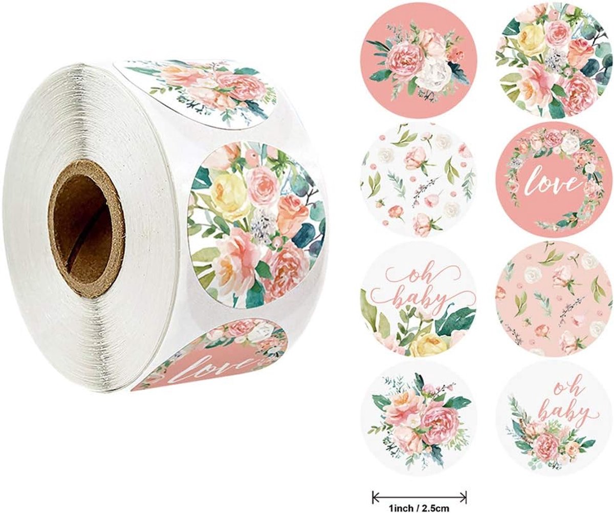 Label - 2 rolls (1000 pieces per roll) - Sealing sticker - Sealing sticker - Sticker - Flower stickers - Envelope sealing sticker - Gift sealing - Coded label stickers - self-adhesive labels - for gifts, wedding, birthday, party, packaging