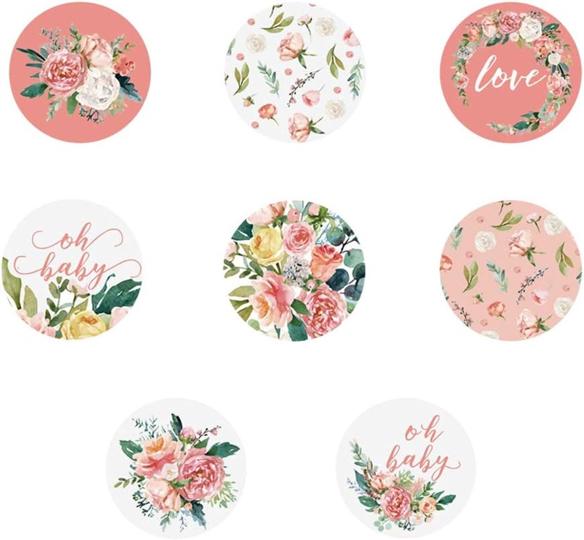 Label - 2 rolls (1000 pieces per roll) - Sealing sticker - Sealing sticker - Sticker - Flower stickers - Envelope sealing sticker - Gift sealing - Coded label stickers - self-adhesive labels - for gifts, wedding, birthday, party, packaging