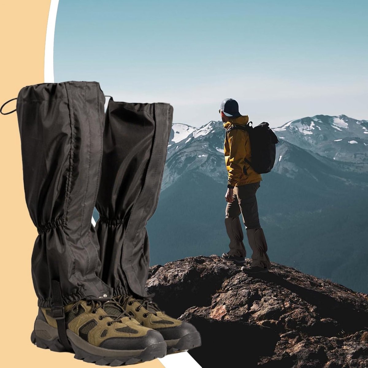 Waterproof Gaiters - 1 pair - Hiking Gaiters - Waterproof Gaiters - Hiking Gaiters - Leg Covers - Shoe Covers - Gaiters - Adjustable Gaiters - Hiking Shoe Accessories - for hiking, skiing, walking, climbing - black