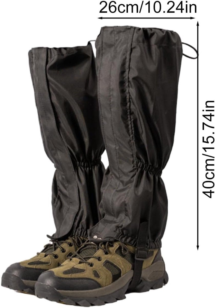 Waterproof Gaiters - 1 pair - Hiking Gaiters - Waterproof Gaiters - Hiking Gaiters - Leg Covers - Shoe Covers - Gaiters - Adjustable Gaiters - Hiking Shoe Accessories - for hiking, skiing, walking, climbing - black
