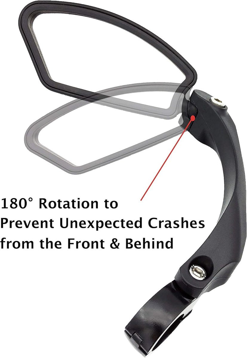 1 Pair Bicycle Mirror Ebike Rearview Mirror - Handlebar Bicycle Mirror - Bicycle Mirror - Safe Rearview Mirror for Bicycle - scratch-resistant glass lens - adjustable and rotatable safe rearview mirror - 360º Rotatable - Black