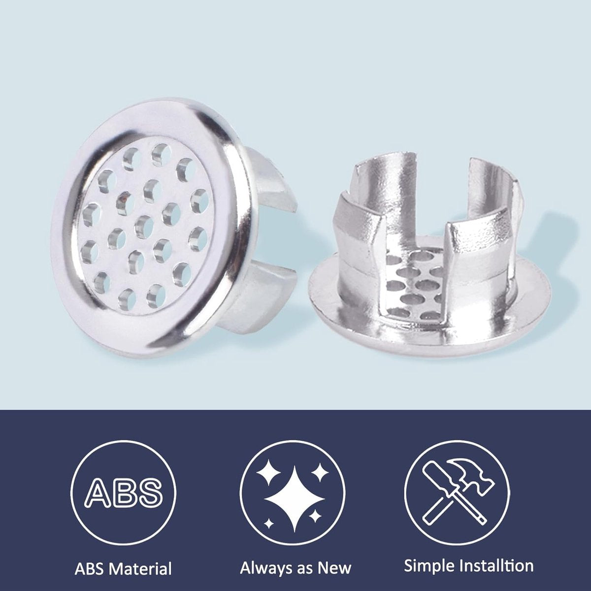 Washbasin Overflow Ring - 6 Pieces - Overflow Rings - Bathroom Overflow Ring - Sink Overflow - Drain Plug - Overflow Cover for Washbasin - Sink Overflow Ring - Round Hole Cover - Overflow Cover - For Sink, Washbasin and Kitchen