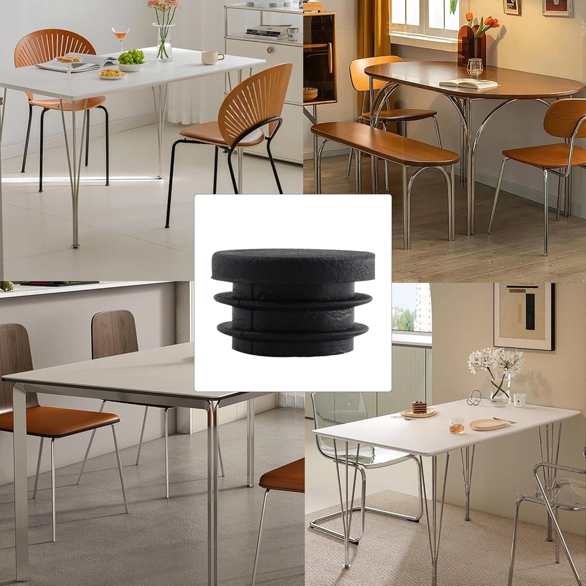 32 pieces - Furniture mats - 19 mm - furniture legs - furniture leg pads - round plastic plugs - end caps for pipes - furniture glides - for tables and chairs - black chair leg protectors - for hardwood floor tiles - black