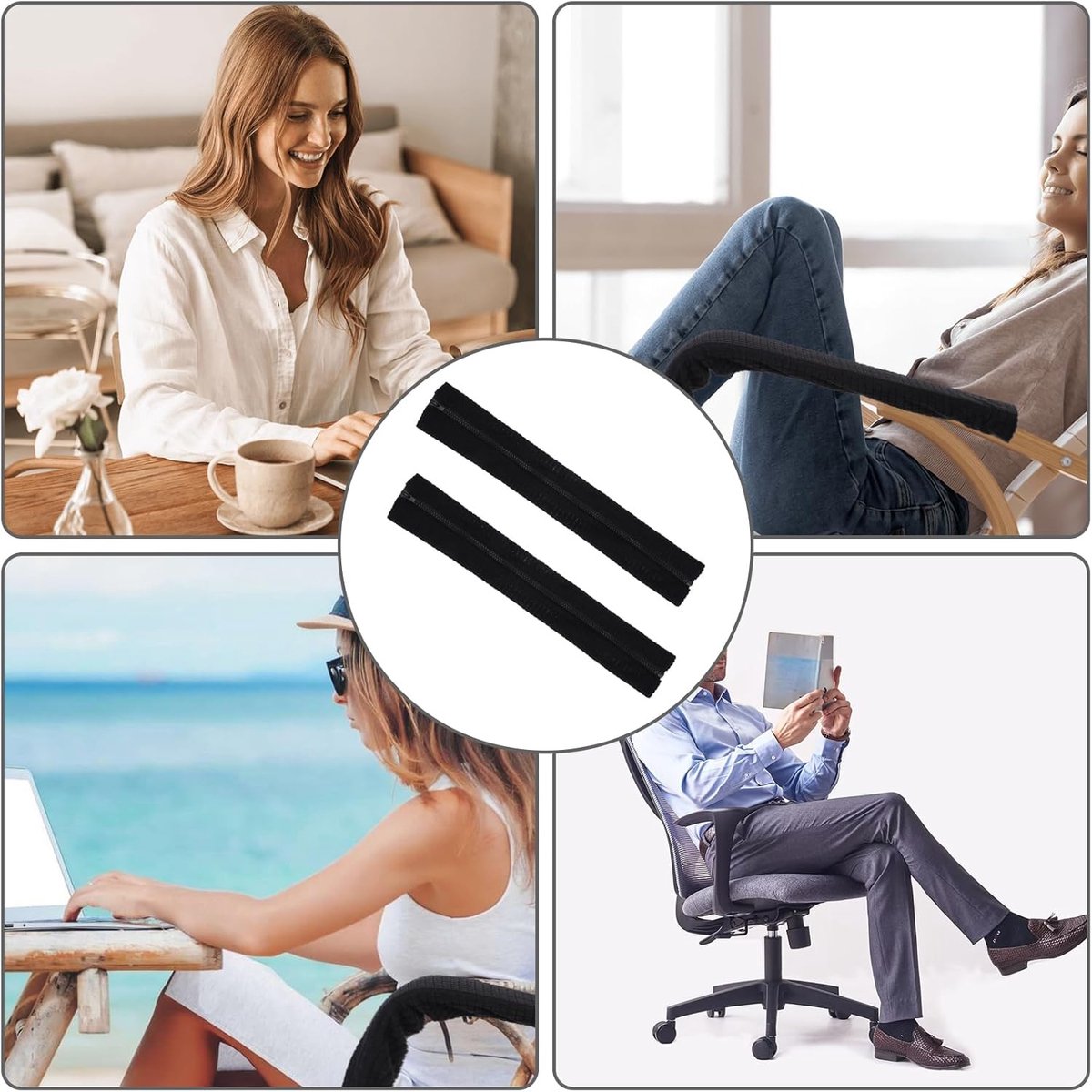 1 pair - office chair armrest covers - Office chair armrest cover - Computer chair armrest cover - Removable - Elastic - Waterproof - Chair armrest covers - Dust cover - Armrest protector - for desk and gaming chairs - 45*16 cm - black
