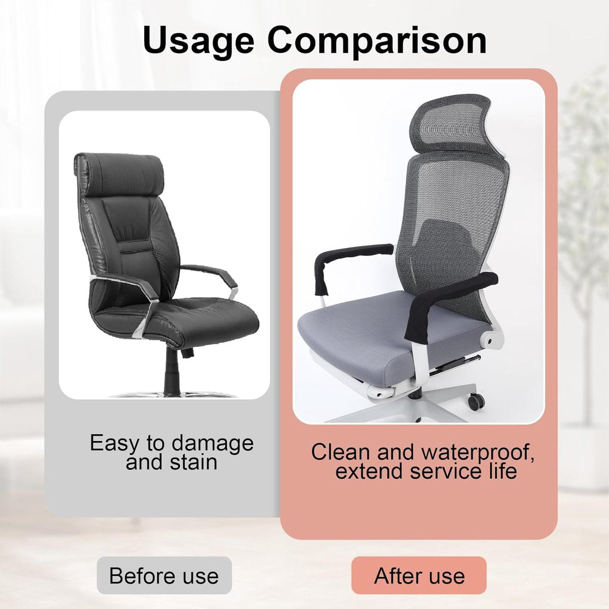 1 pair - office chair armrest covers - Office chair armrest cover - Computer chair armrest cover - Removable - Elastic - Waterproof - Chair armrest covers - Dust cover - Armrest protector - for desk and gaming chairs - 45*16 cm - black