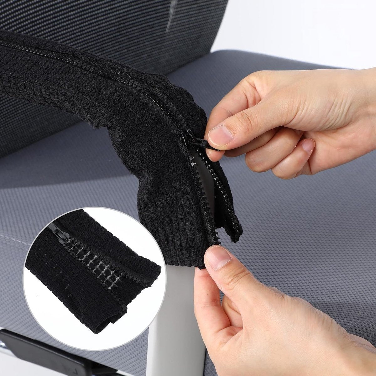 1 pair - office chair armrest covers - Office chair armrest cover - Computer chair armrest cover - Removable - Elastic - Waterproof - Chair armrest covers - Dust cover - Armrest protector - for desk and gaming chairs - 45*16 cm - black