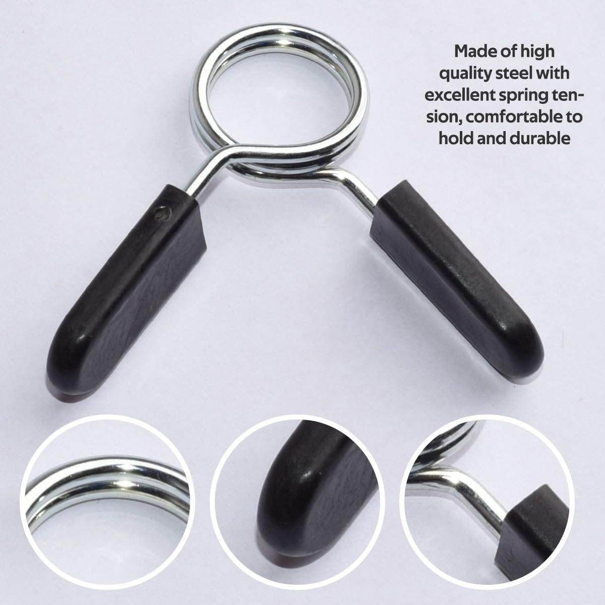 4 pieces - Barbell Clamp - 2.5 cm - Spring Barbell Clamp - Dumbbell Clip - Spring Clips for Weights - Barbell Bars - Clamp Ring - Spring Clips - Locking Clip Ring Bodybuilding - for Weightlifting, Training Barbell, Bars, Plates, Gym - Black