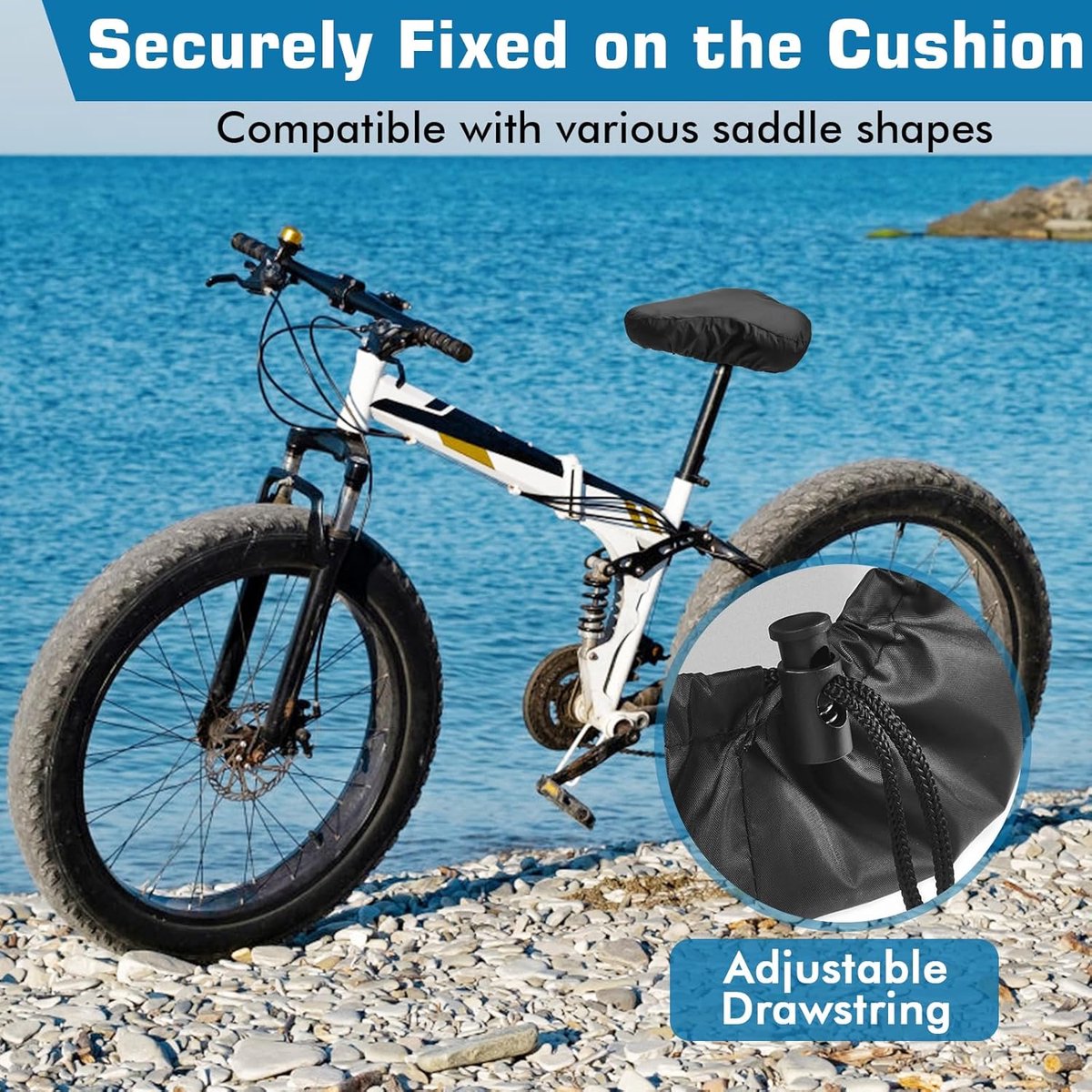 2 pieces - Bicycle Saddle Cover - Bicycle Saddle Cover - Waterproof Saddle Cover - Cover for Bicycle Saddle - Rain Cover - Saddle Cover - with drawstring - outdoor saddle cover - bicycle accessories - waterproof - universal - rain and dust protection - 24