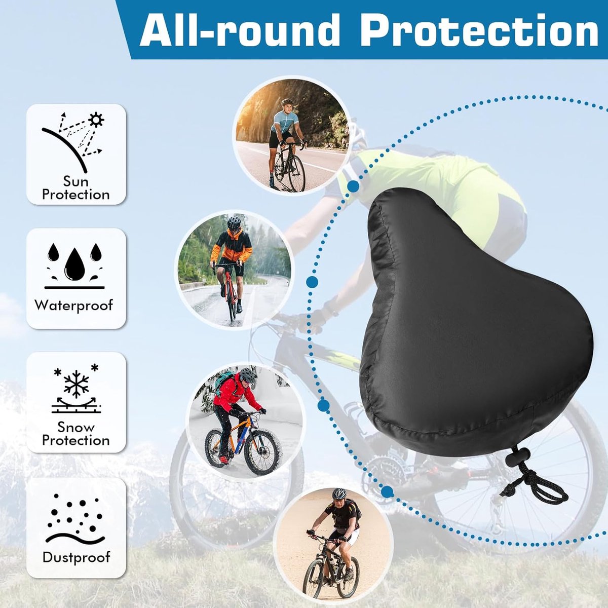 2 pieces - Bicycle Saddle Cover - Bicycle Saddle Cover - Waterproof Saddle Cover - Cover for Bicycle Saddle - Rain Cover - Saddle Cover - with drawstring - outdoor saddle cover - bicycle accessories - waterproof - universal - rain and dust protection - 24