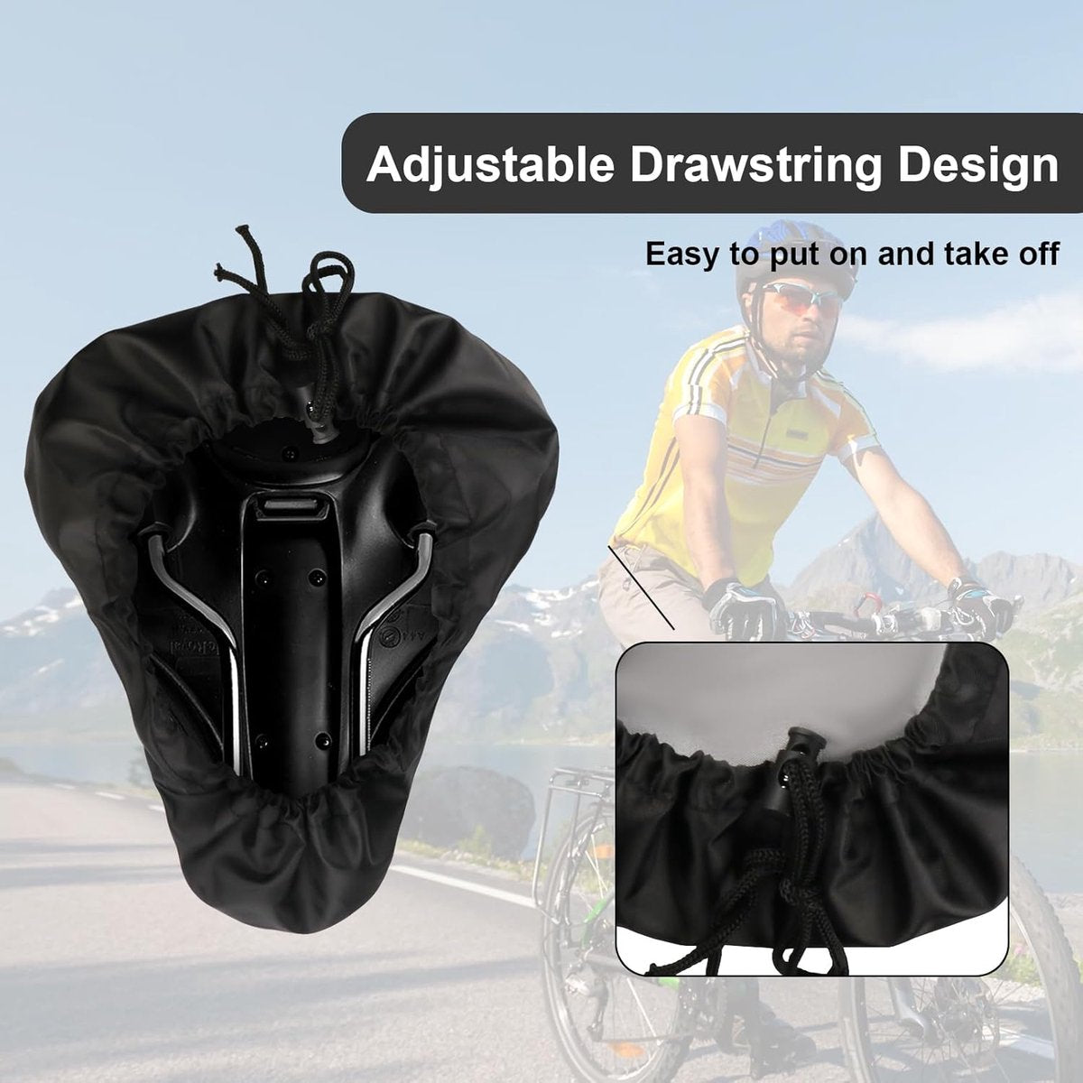 2 pieces - Bicycle Saddle Cover - Bicycle Saddle Cover - Waterproof Saddle Cover - Cover for Bicycle Saddle - Rain Cover - Saddle Cover - with drawstring - outdoor saddle cover - bicycle accessories - waterproof - universal - rain and dust protection - 24