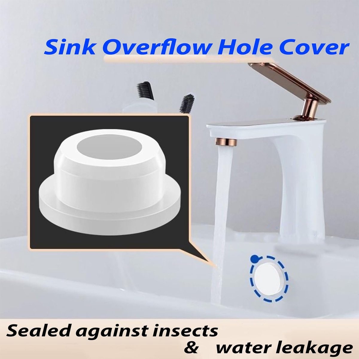 Washbasin Overflow Ring - 4 Pieces - Overflow Rings - Bathroom Overflow Ring - Sink Overflow - Drain Plug - Overflow Cover for Washbasin - Sink Overflow Ring - Round Hole Cover - Overflow Cover - For Sink, Washbasin and Kitchen