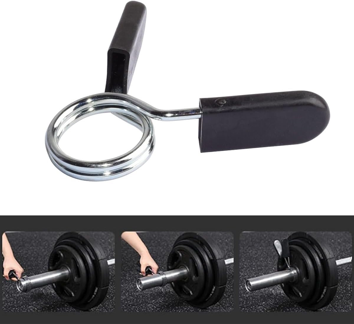 pieces - Barbell Clamp - 3 cm - Spring Barbell Clamp - Dumbbell Clip - Spring Clips for Weights - Barbell Bars - Clamp Ring - Spring Clips - Locking Clip Ring Bodybuilding - for Weightlifting, Training Barbell, Bars, Plates, Gym - Black