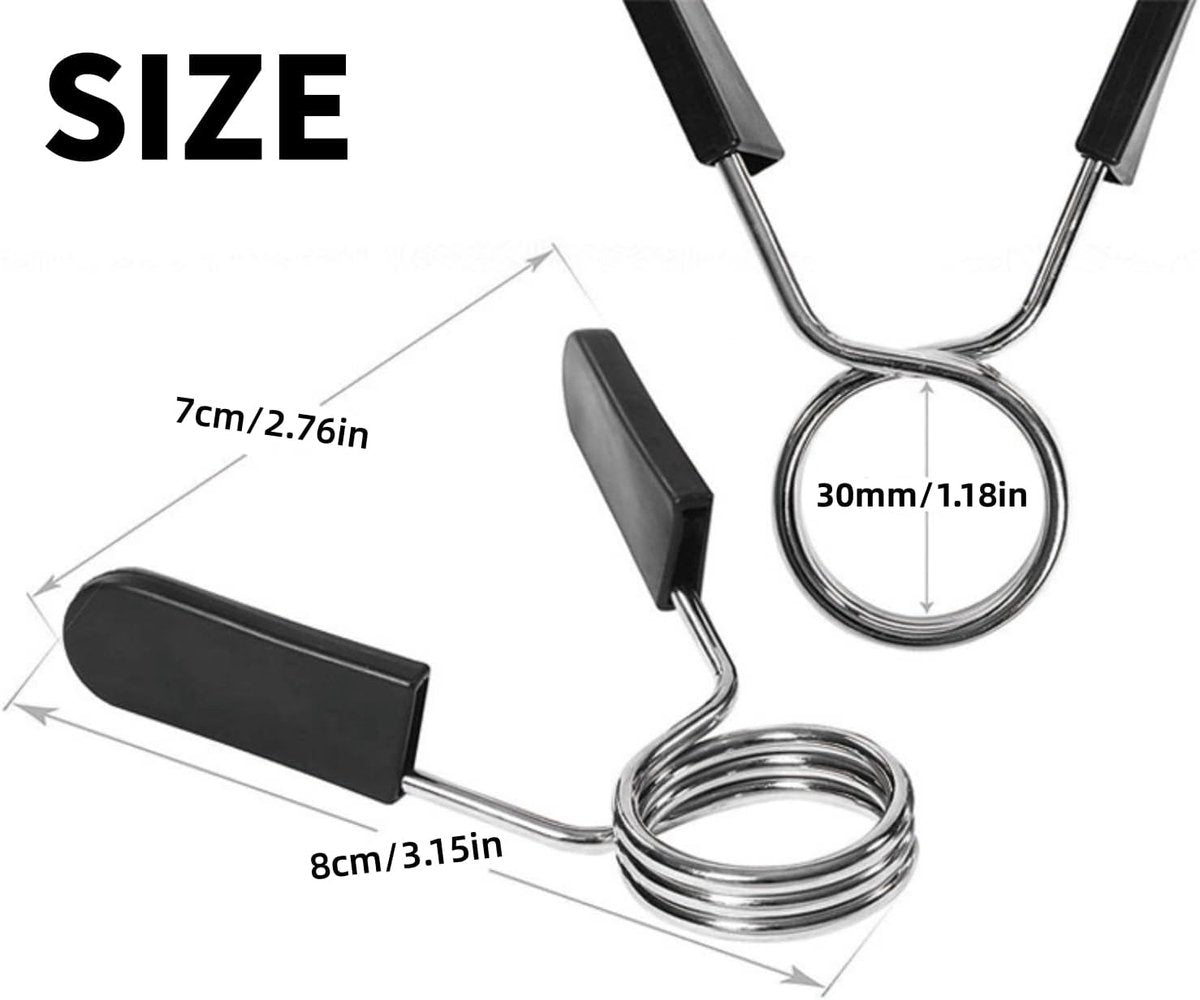 pieces - Barbell Clamp - 3 cm - Spring Barbell Clamp - Dumbbell Clip - Spring Clips for Weights - Barbell Bars - Clamp Ring - Spring Clips - Locking Clip Ring Bodybuilding - for Weightlifting, Training Barbell, Bars, Plates, Gym - Black
