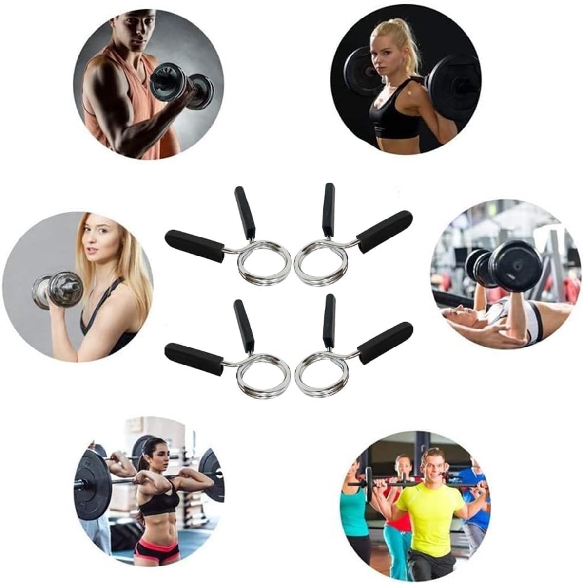 pieces - Barbell Clamp - 3 cm - Spring Barbell Clamp - Dumbbell Clip - Spring Clips for Weights - Barbell Bars - Clamp Ring - Spring Clips - Locking Clip Ring Bodybuilding - for Weightlifting, Training Barbell, Bars, Plates, Gym - Black