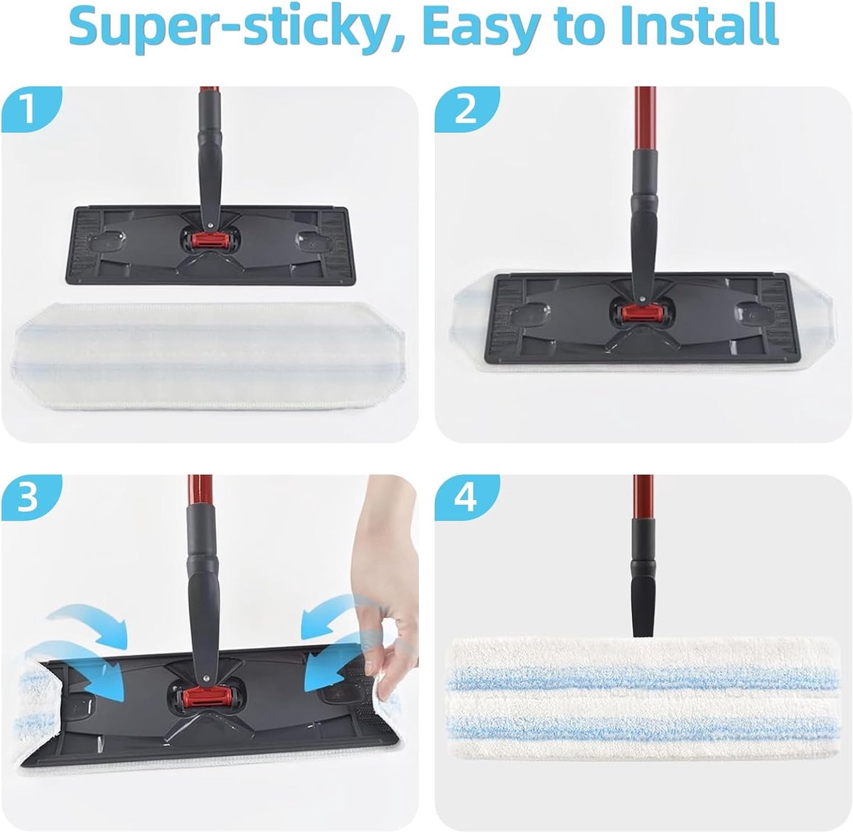 6-piece replacement mop pad set suitable for O Cedar H2prO mop system, suitable for Vileda H2PrO Flat Mop Refill Kit - mop head replacement - replacement mop pads - machine washable, reusable, easy to install, for all hard floors