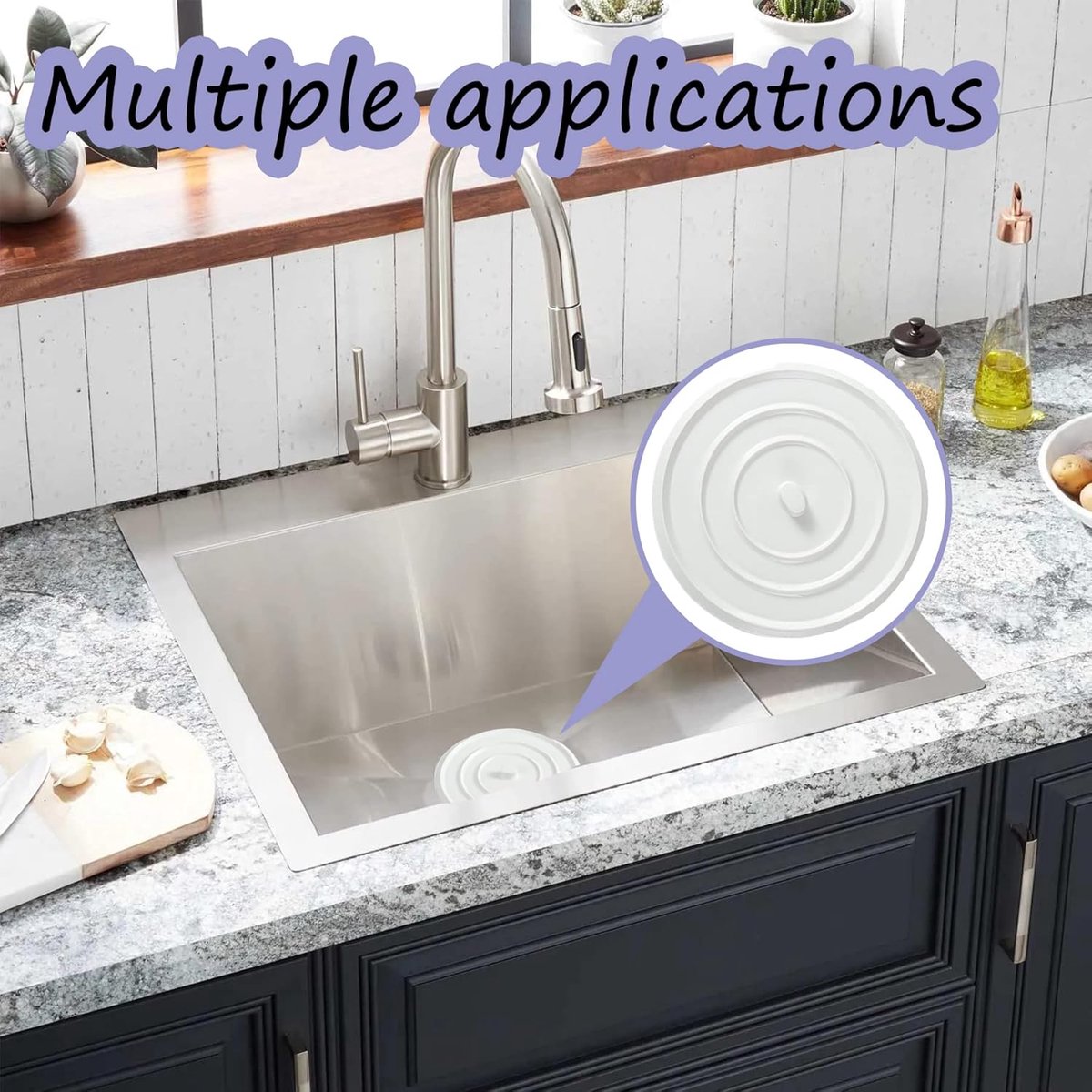 Pieces Silicone Bathtub Drain Stopper - Drain Plug - Universal Bath Stopper - Sink Plug - Bath Plug - Drain Stopper for Bath and Washbasin - Sink Stopper - Drain Plugs - Washbasin Bath Plug - for kitchens, bathrooms, laundries - White