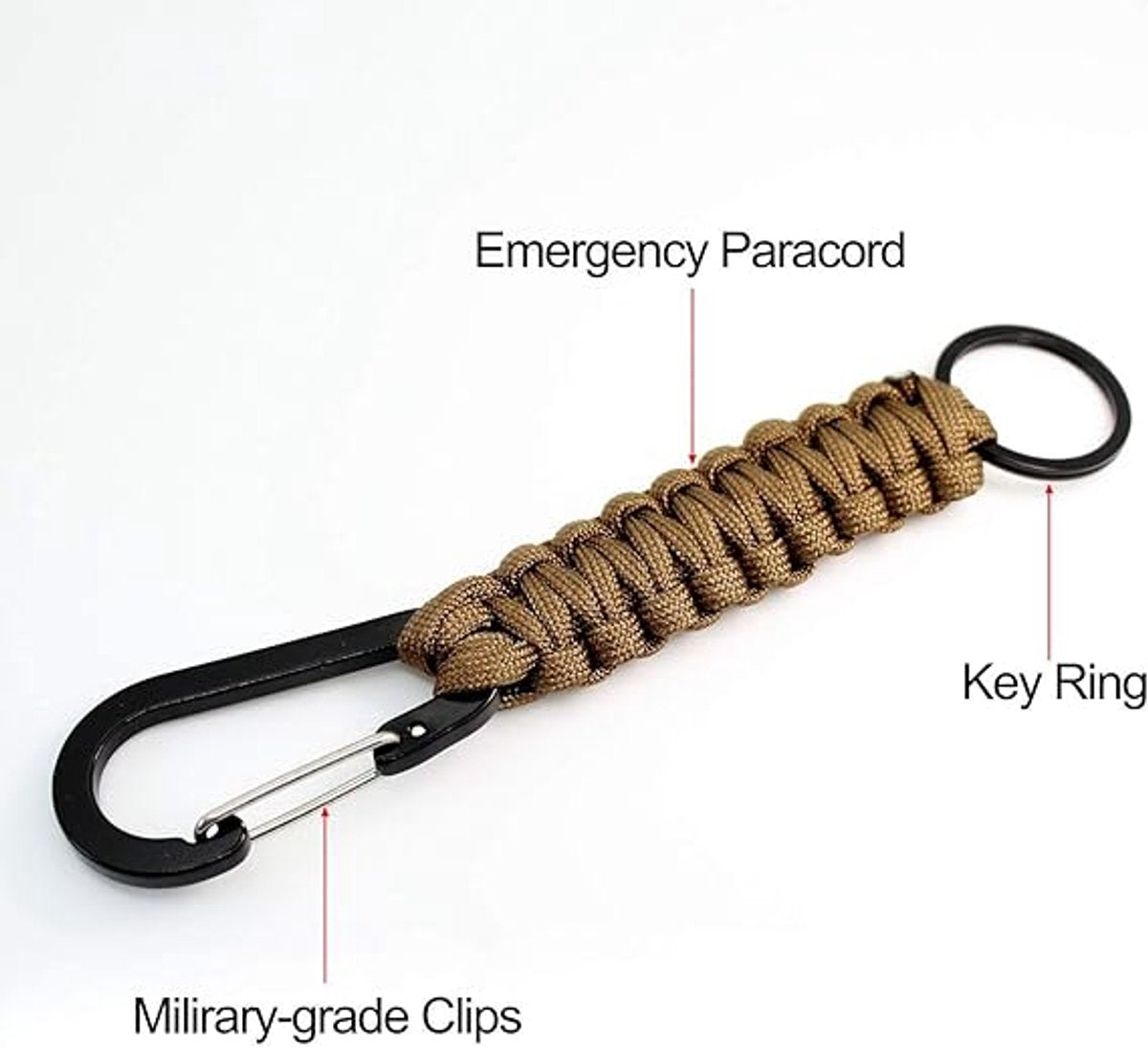 Carabiner - 5 Pieces - carabiner keychain - Outdoor survival climbing chain - Paracord keychain with carabiner - woven keychain - Mountaineering keychain - Paracord keychain