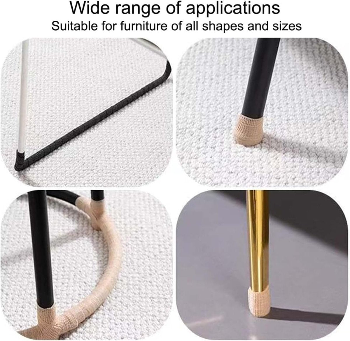 6 Rolls Chair Leg Floor Protectors - Self-Adhesive Bandage Wraps - Chair Leg Protectors - Anti-Slip Chair Leg Protectors - Chair Leg Protective Tape - Chair Leg Protectors - for Hardwood Floors, Noise Reduction - 2.5cm × 2m
