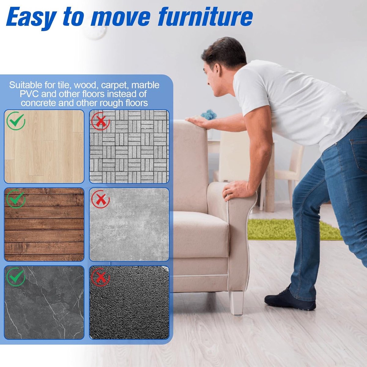 30 pieces - Furniture mats - Teflon furniture glides - Teflon furniture mats - Foot pads for table and chair - floor protectors - easy to move - for chairs, tables, sofas and beds - square - 20*20*6 mm