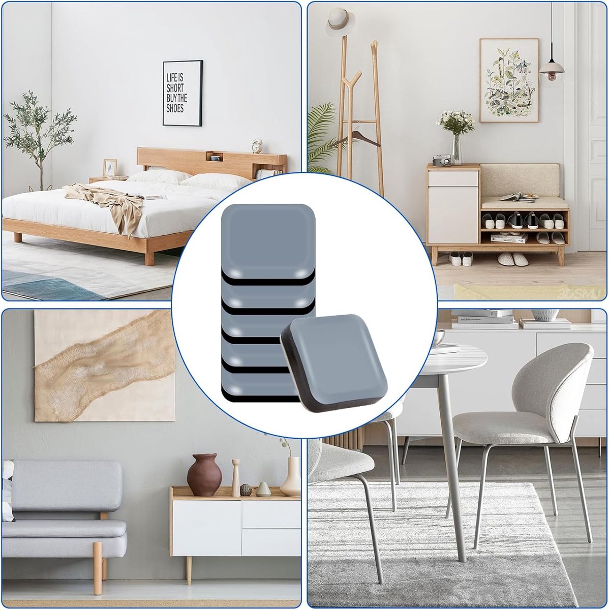 30 pieces - Furniture mats - Teflon furniture glides - Teflon furniture mats - Foot pads for table and chair - floor protectors - easy to move - for chairs, tables, sofas and beds - square - 20*20*6 mm