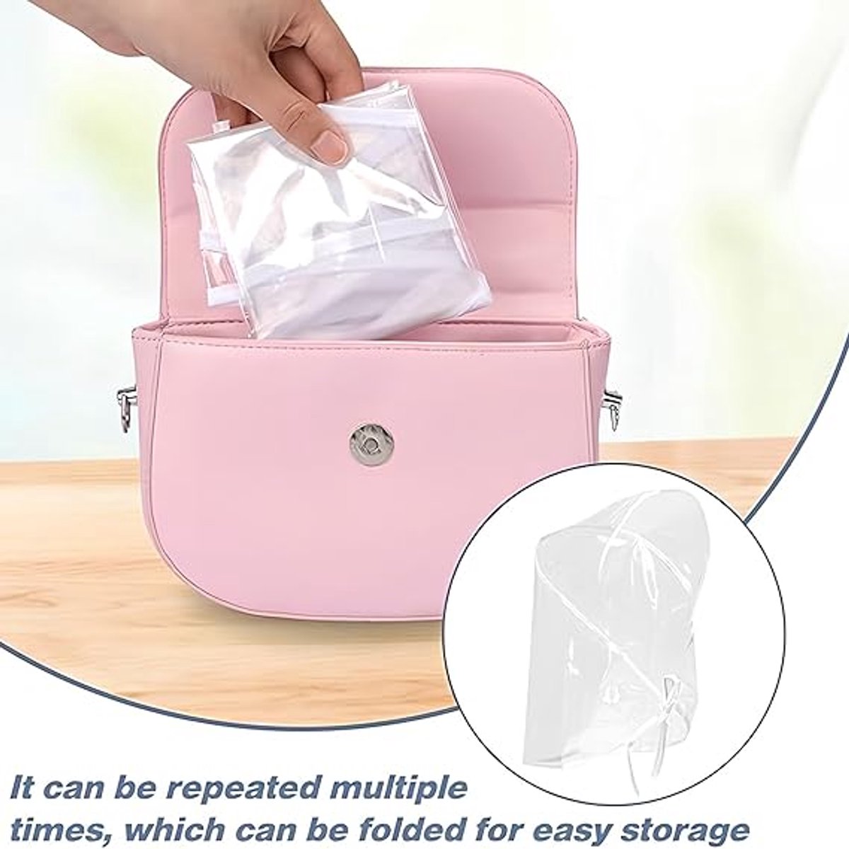 6 pieces - Rain hat - transparent waterproof rain cap - with plastic brim - transparent plastic cover - waterproof cover - protective hood - rain caps for outdoor activities - reusable - rain hat for women - 115*33cm - white