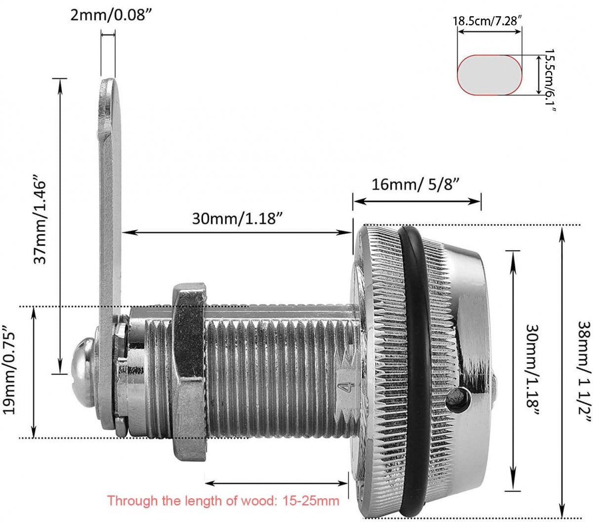 pieces - Combination lock - 62*38 mm - Suitable for panel thicknesses of 15-25 mm - Cabinet locks - Drawer locks - secure drawer mailbox cabinet code lock - for cabinet drawer mailbox - silver