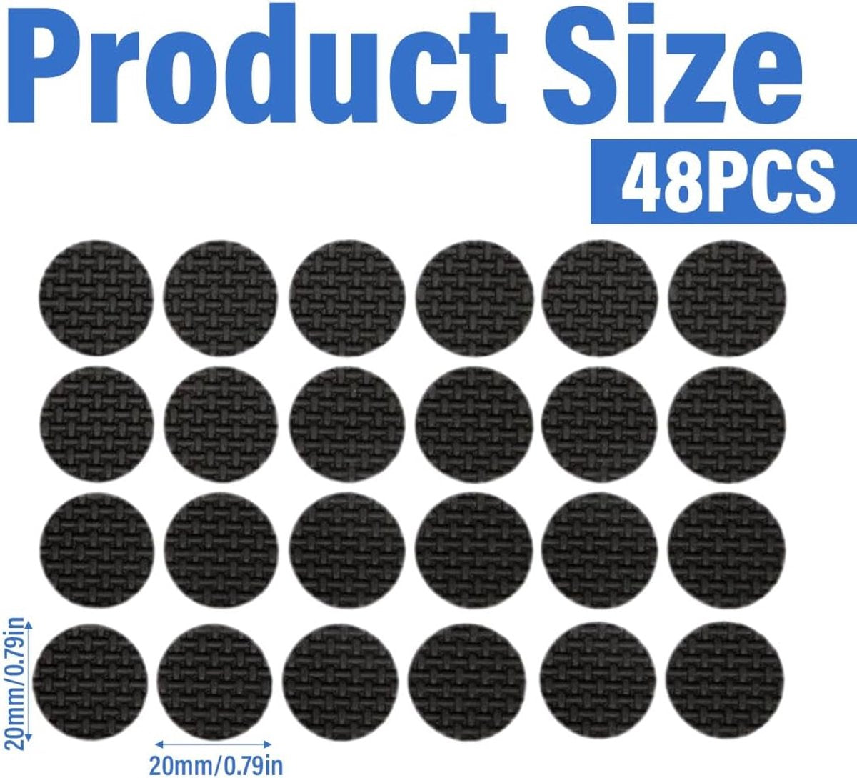 48 pieces - 20*3mm - furniture protectors - self-adhesive pads - chair cushion - furniture cushions - protective pads - for wooden floors, table legs, chairs and beds - black