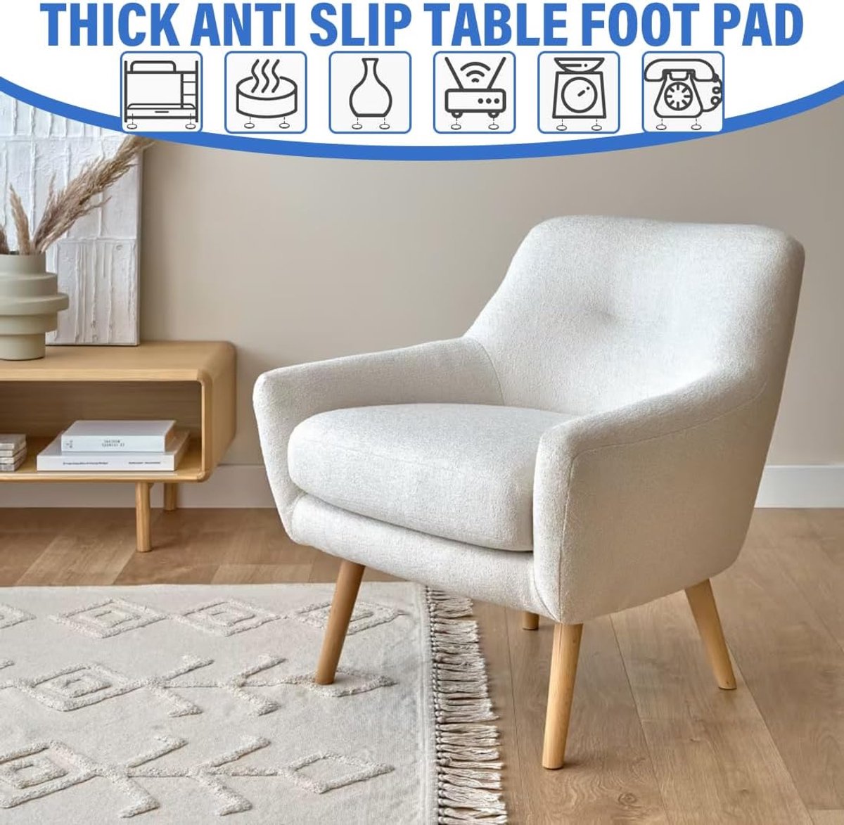 48 pieces - 20*3mm - furniture protectors - self-adhesive pads - chair cushion - furniture cushions - protective pads - for wooden floors, table legs, chairs and beds - black