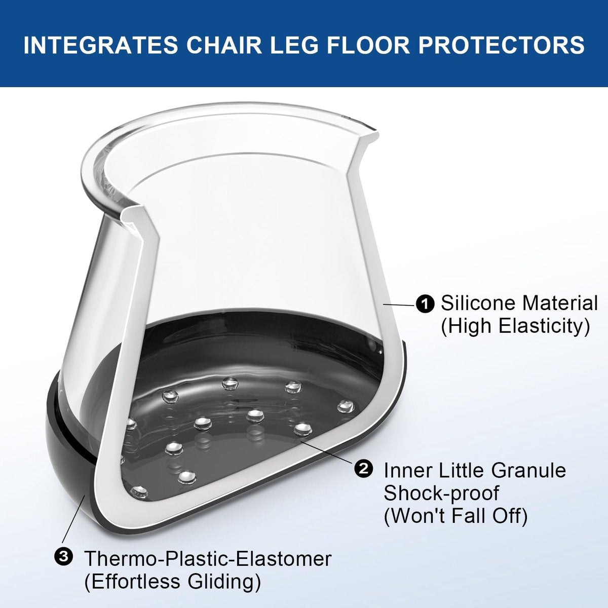 28 Pieces Chair Leg Protectors - Silicone Protective Caps - Chair Leg Protectors - Round Medium Silicone Chair Cushion - Anti-Scratch Felt - Furniture Cushions - Chair Leg Protectors - Carpet Chair Leg Cushions (fit: 20.1-30 mm) - Floor Protection - Black