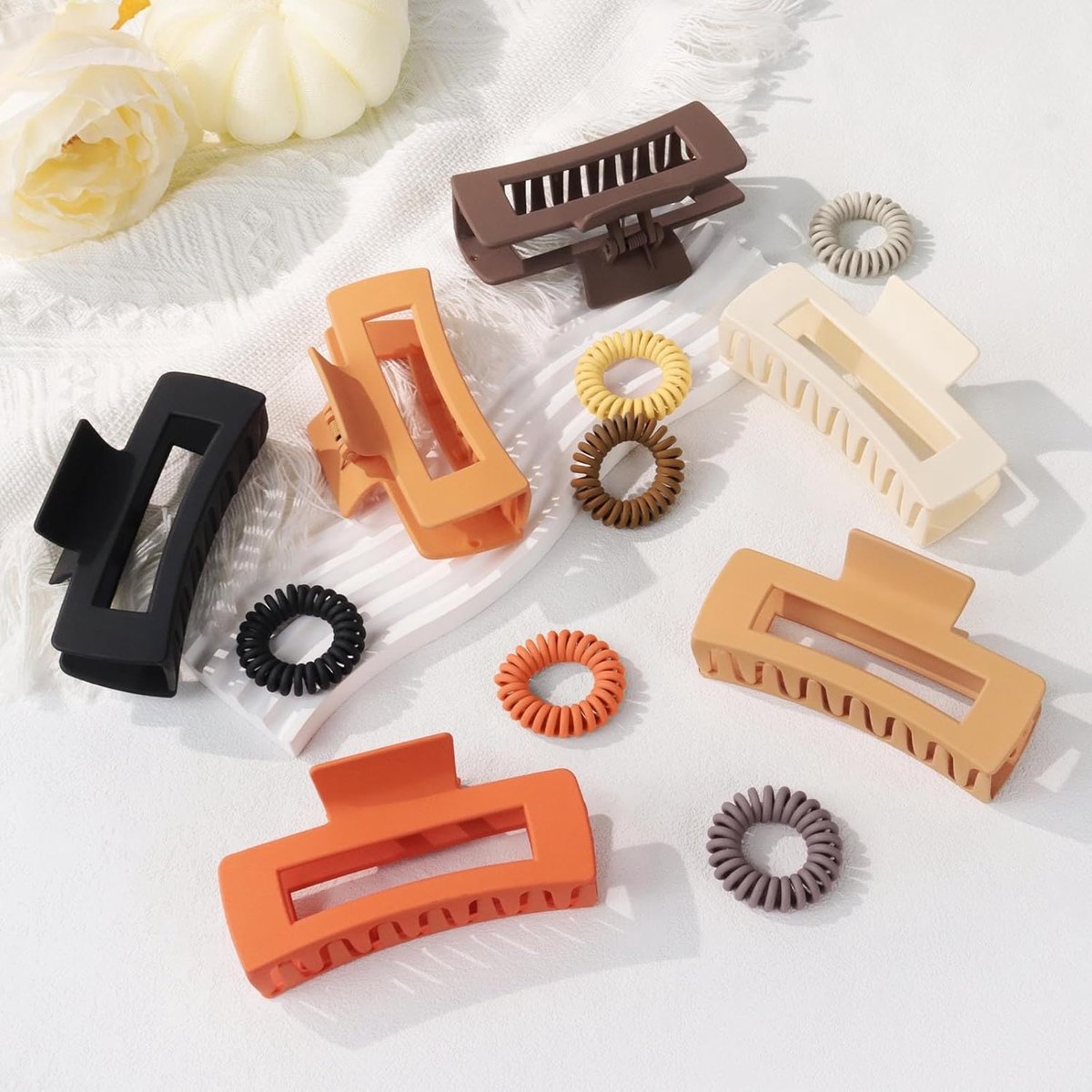 Set of 6 large hair clips for women - hair clips - banana clips - hair clamps - for adults - rectangular hair clips - large - six different colors - B