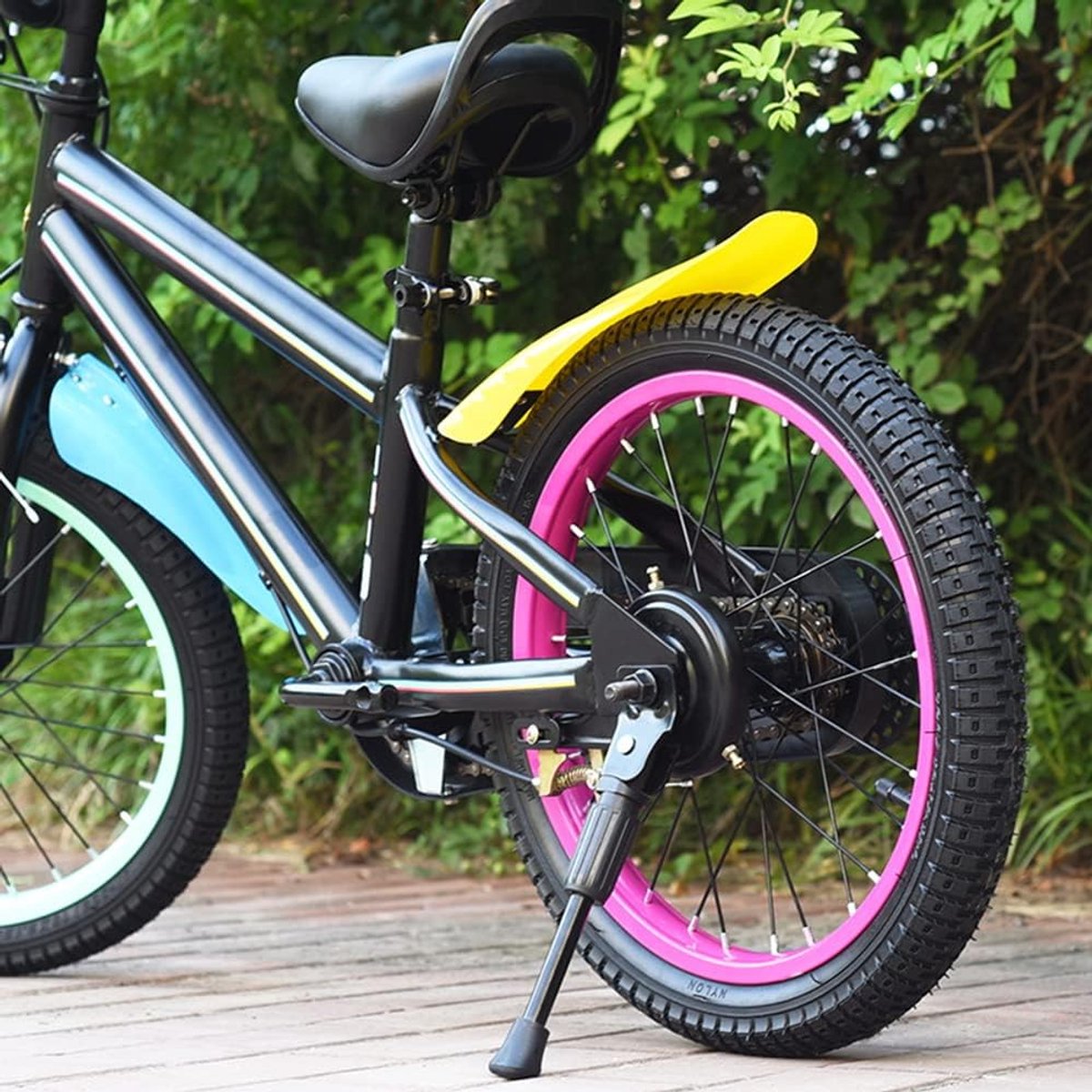 Kids' bike stand - 18" - bicycle stand - mountain bike stand - adjustable - easy to install - single-sided stand - kids' bike stand - black