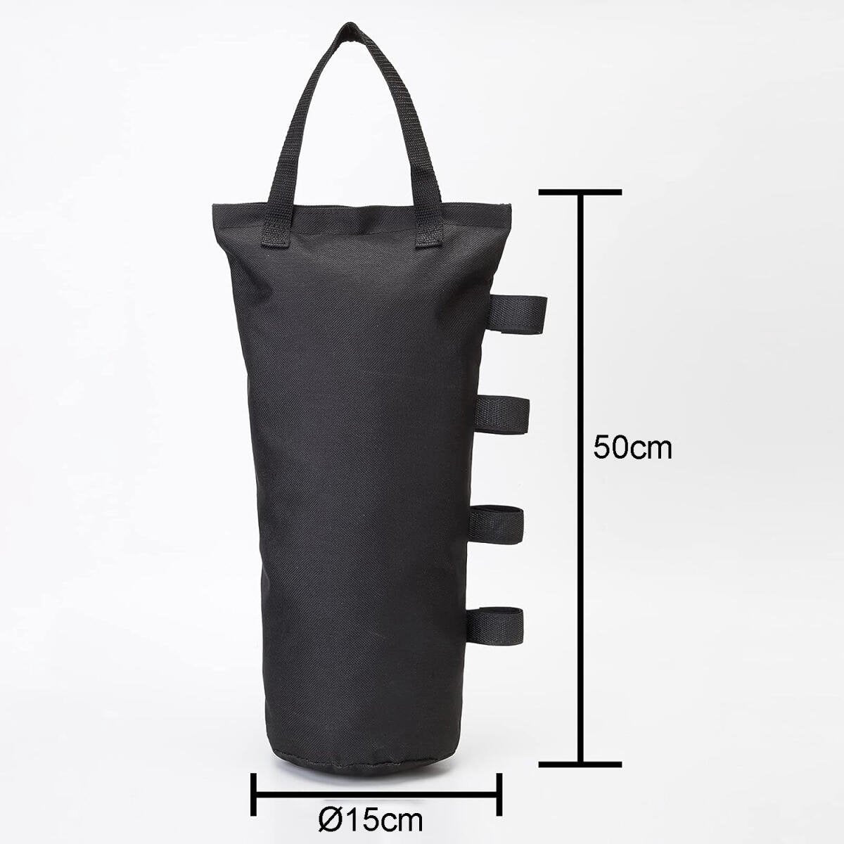 4 pieces - Sandbags - Weight bag - Ballast bags - Gazebo Weights - Ballast bags - cylindrical sandbags - solid windproof sandbag - canopy gazebo weights - for pop-up tent, canopy or parasol - Ø15*50 cm - black - (without sand)