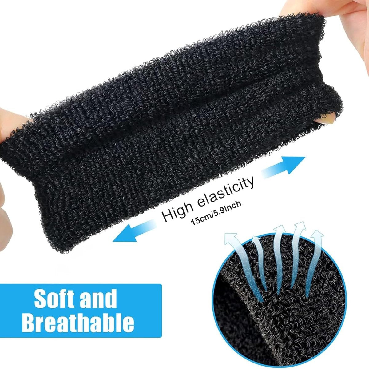 Sports wristband - 2 pieces Sweatbands - Sweatbands - Wrist - Wristbands - Wristbands - wrist headband - sports wristband - sports soft cotton wrist headband - absorbent terry cloth cuff - for gym tennis running basketball - Black