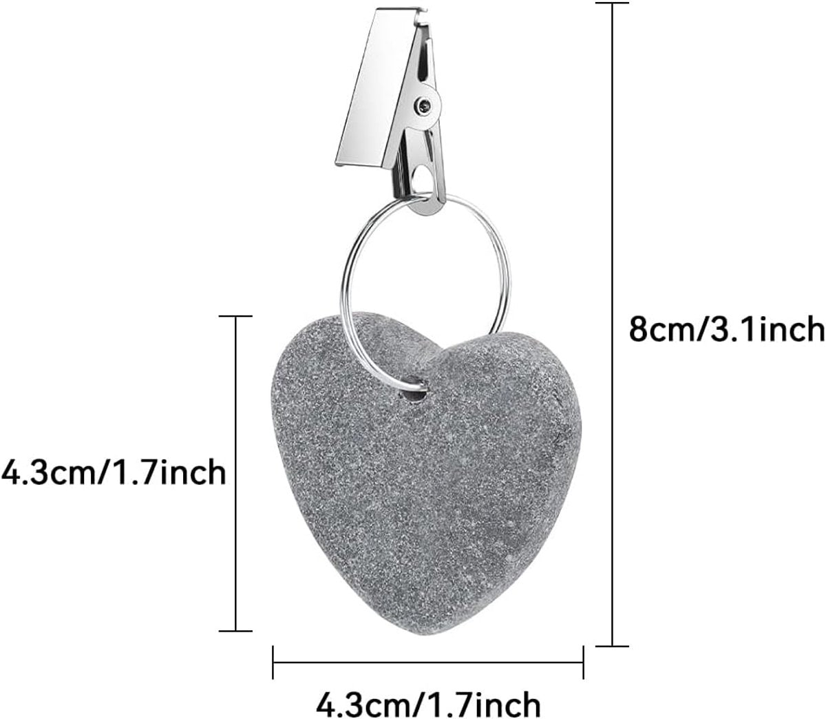8-pack - Heart-shaped grey tablecloth weights with metal clip - Tablecloth stand and hanger stone