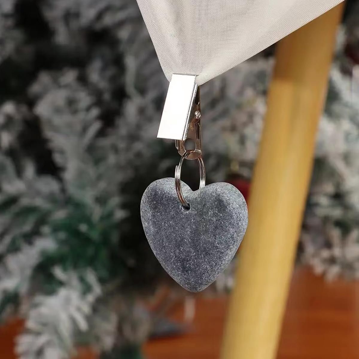 8-pack - Heart-shaped grey tablecloth weights with metal clip - Tablecloth stand and hanger stone