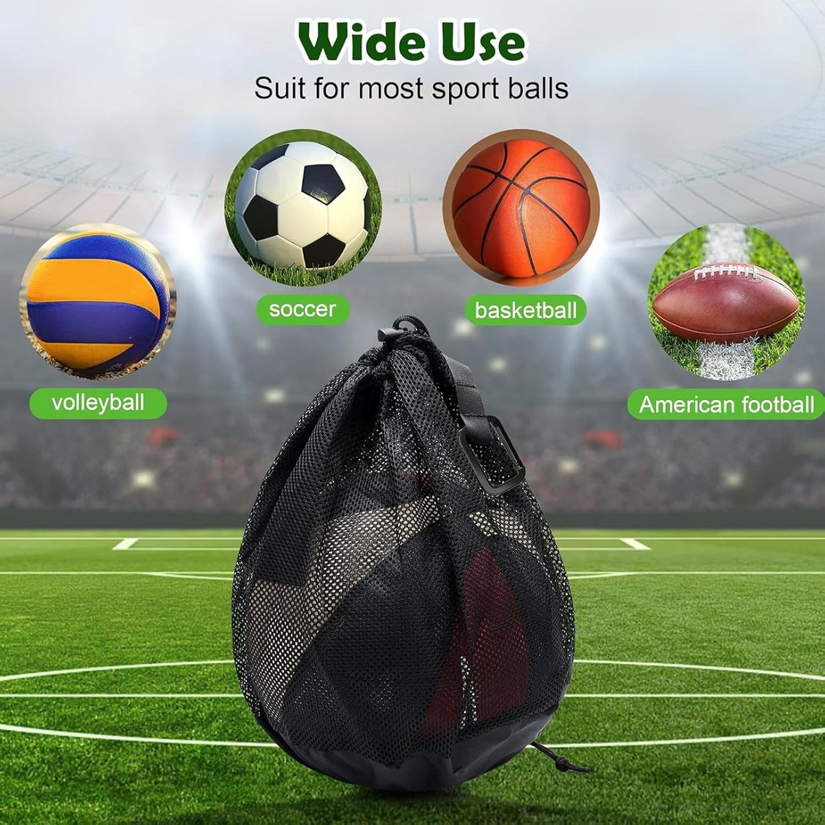 2 pieces - 16L - Basketball Mesh Bags - Ball Bags - portable mesh backpacks - basketball backpacks - football bags - sports bag - portable bag for basketball, football, tennis - easy storage and transport of basketballs and footballs - black
