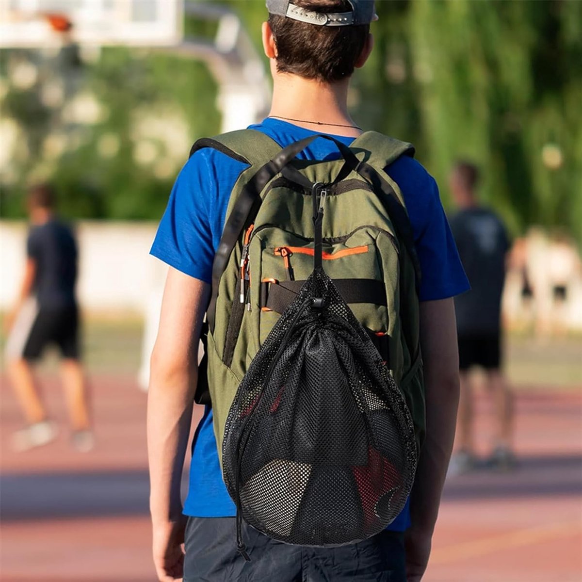2 pieces - 16L - Basketball Mesh Bags - Ball Bags - portable mesh backpacks - basketball backpacks - football bags - sports bag - portable bag for basketball, football, tennis - easy storage and transport of basketballs and footballs - black