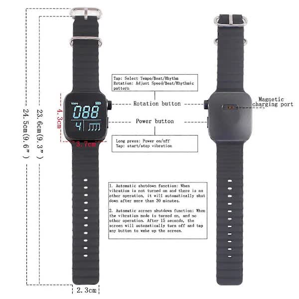 Portable Metronome Smart Adjustable Vibrating Bracelet Musical Instrument Metronome