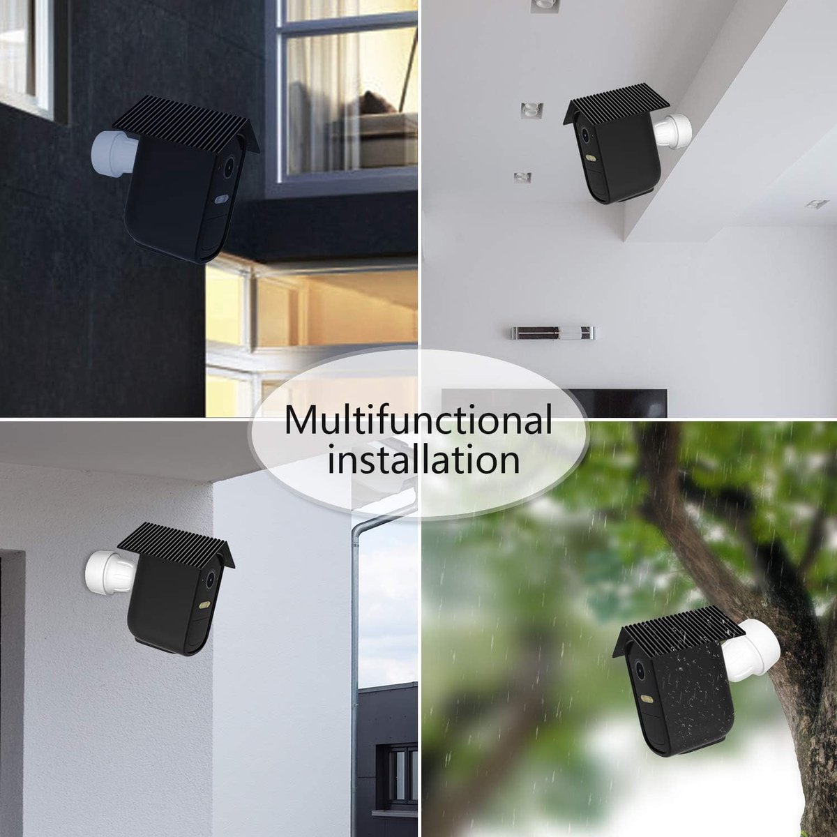 pieces - Camera silicone protective cover - security camera protective cover - black - soft silicone cover - security camera protective cover - weatherproof silicone housing - for EufyCam 2C