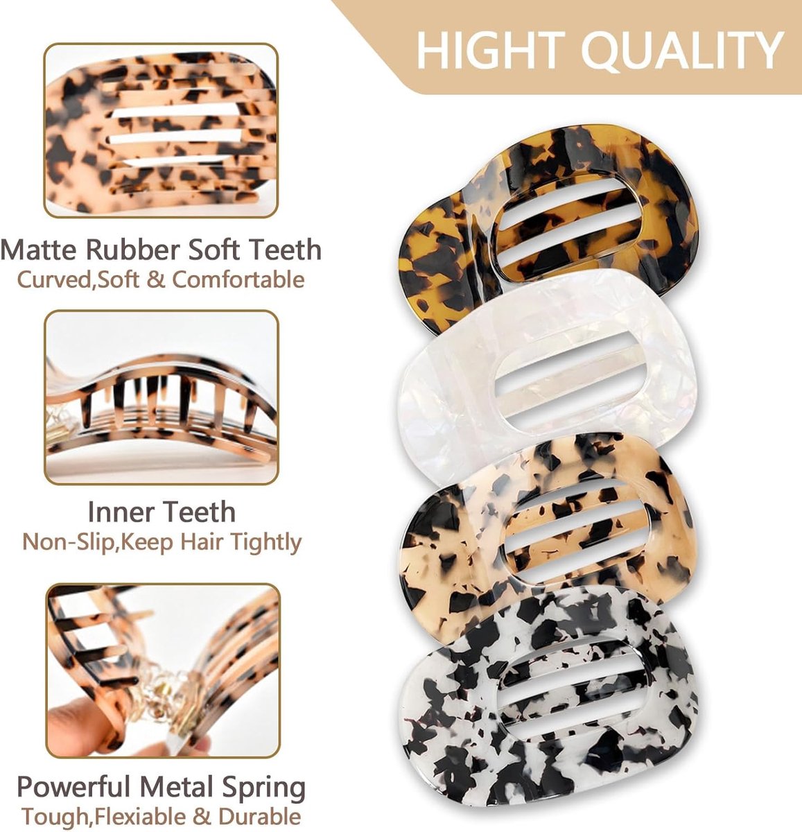 Hair Clips - 4 Pieces - Women - Flat - Hair Accessories - Hair Clip - 4 Colors - Hairpins - Clips - Leopard