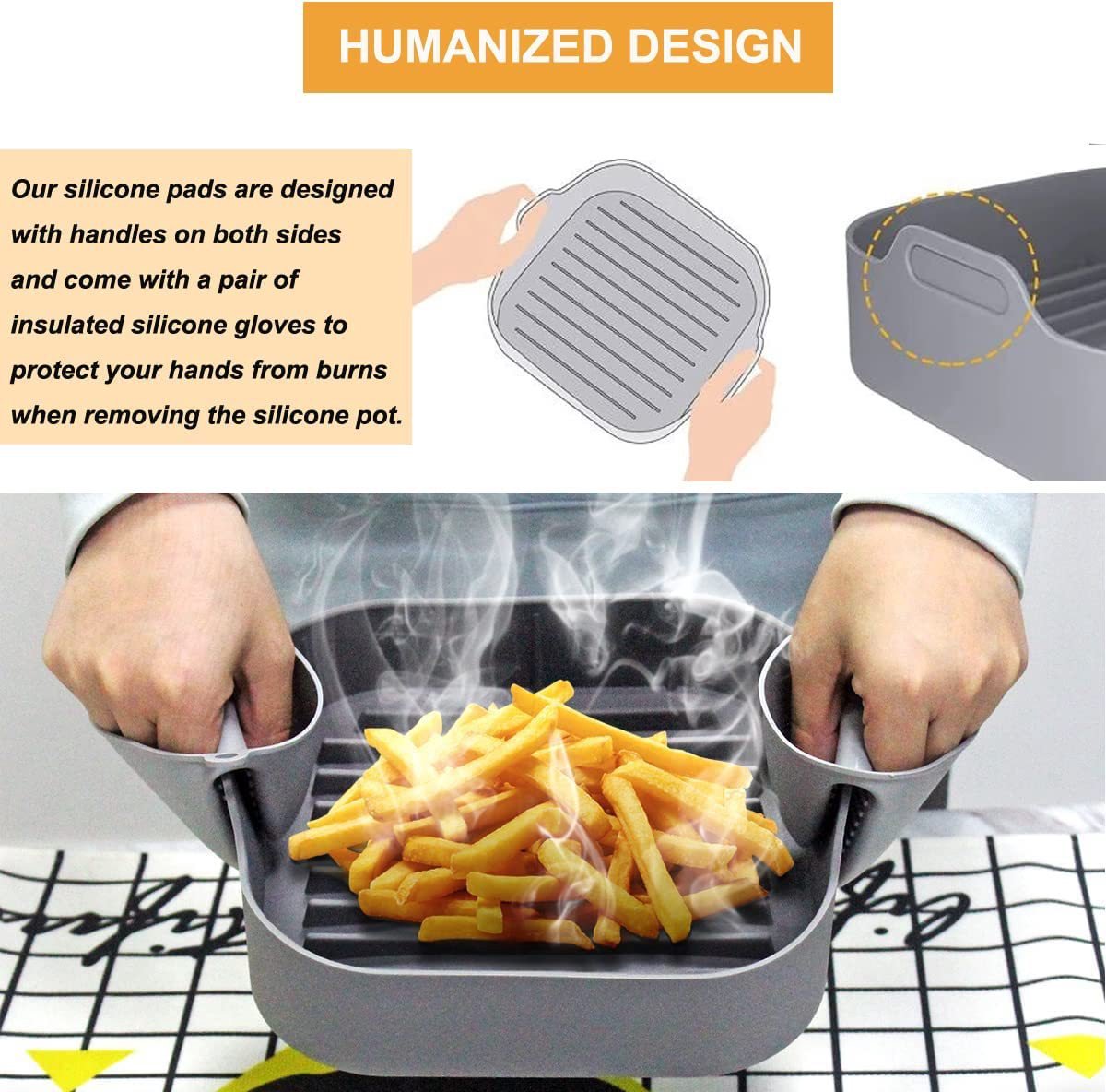 Airfryer accessories - Silicone baking dish - 2 pieces - Hot air fryer - Baking tins - Baking paper alternative - Basket baking tin - 20 CM - gray - Accessories
