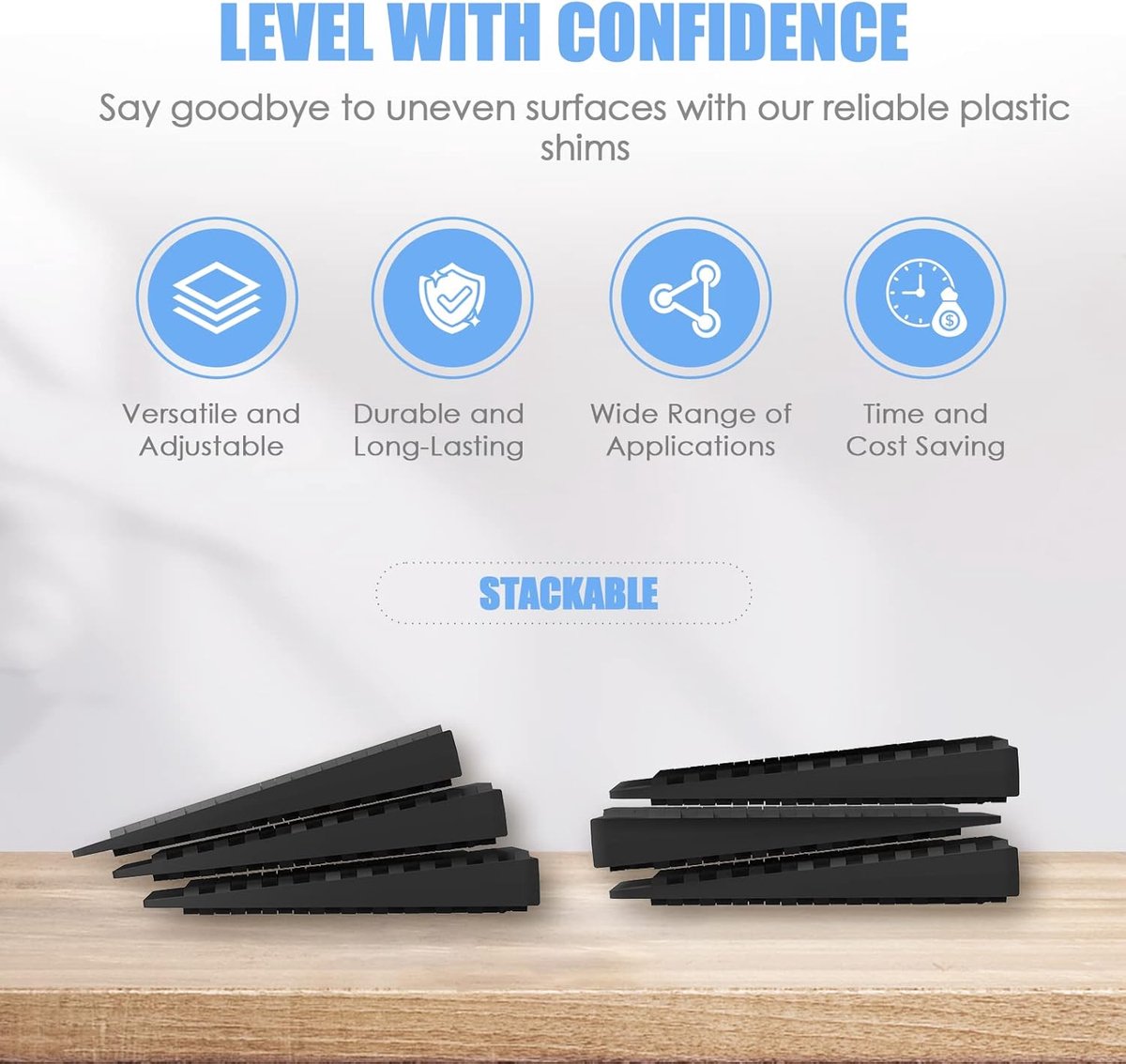 Furniture wedges - 35 pieces - Leveling wedges - Leveling pad Base leg - Furniture coaster - Furniture feet - Wedge set - Leveling wedge - Black - 5*3*0.5 cm - Plastic