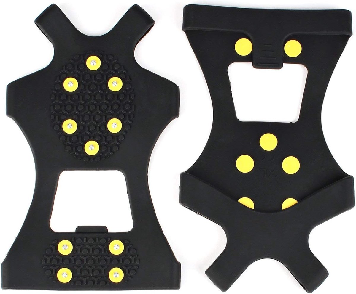 Snow grips over shoes/boots 10 studs Ice Traction Universal Slip on Stretch Fit Snow and Ice, Snow Cleats Crampons Ice Spikes Snow Grips for Winter - L (40-43)