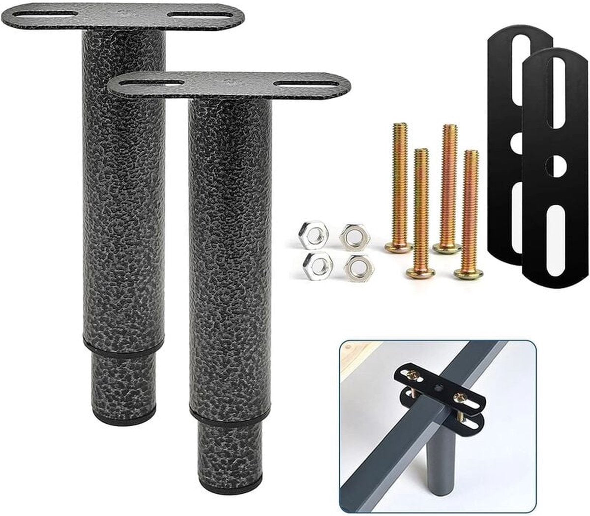 Bed frame support leg - bed legs - box spring legs - 2 pieces - 18 to 33 cm - iron - gray - adjustable furniture leg - retractable - for slatted bases, metal bed base, wardrobe, sofa
