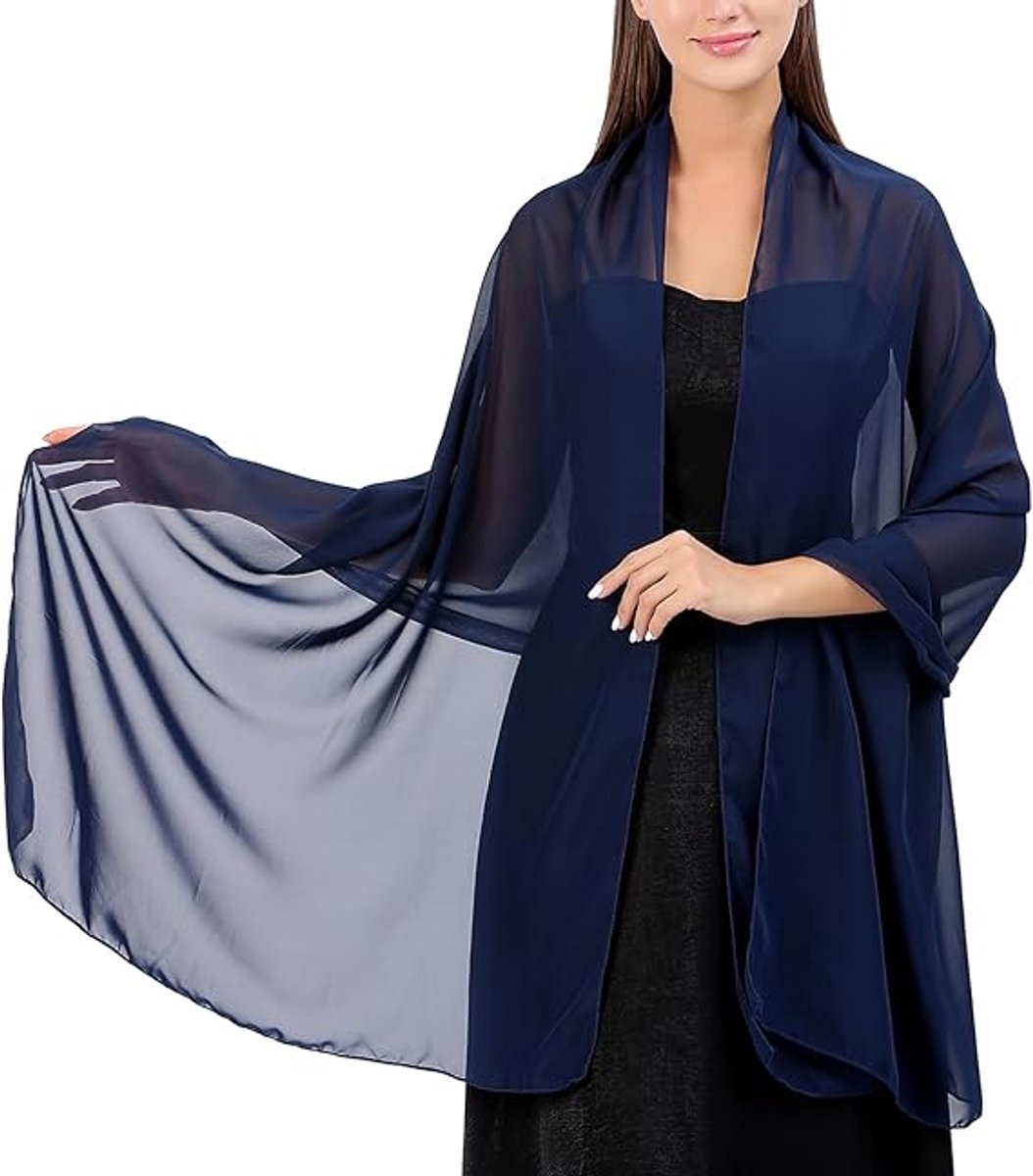 Shawl - Chiffon Scarf - Women's Scarf - Thin Wrap Scarf - Stole - Shawl - Blue - 200*70cm - Shawls for Evening Dresses - Chiffon Stole - for Bride Wedding Shawl