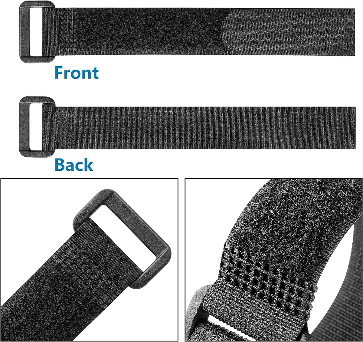 Cable organizer - 40 pieces - 200 x 2 mm - Black - Nylon - Velcro - Cable ties - Tie-wraps - Cable management - Cable ties Velcro - Cable holder - With plastic buckle - Adjustable