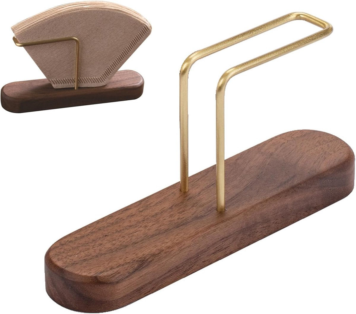 Coffee filter holder - Universal - Filter bag holder - Paper filter holder coffee filter holder - Filter coffee - Coffee accessories - Simple & Durable - 7 x 14 x 3.5 cm - Wood